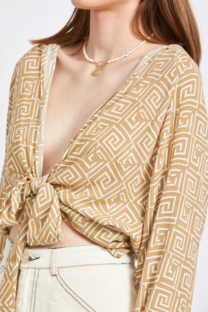Margo Tie Linen Front Top