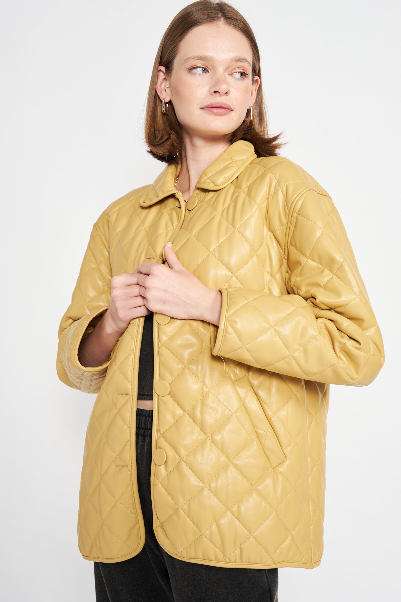 Mustard quilted hot sale jacket womens