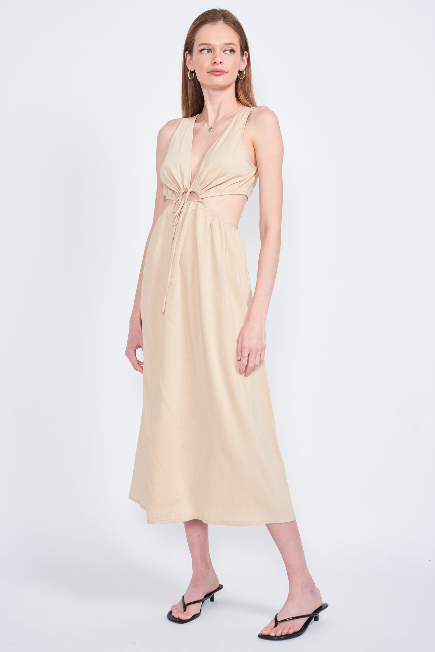 Tabia V-Neck Midi Dress