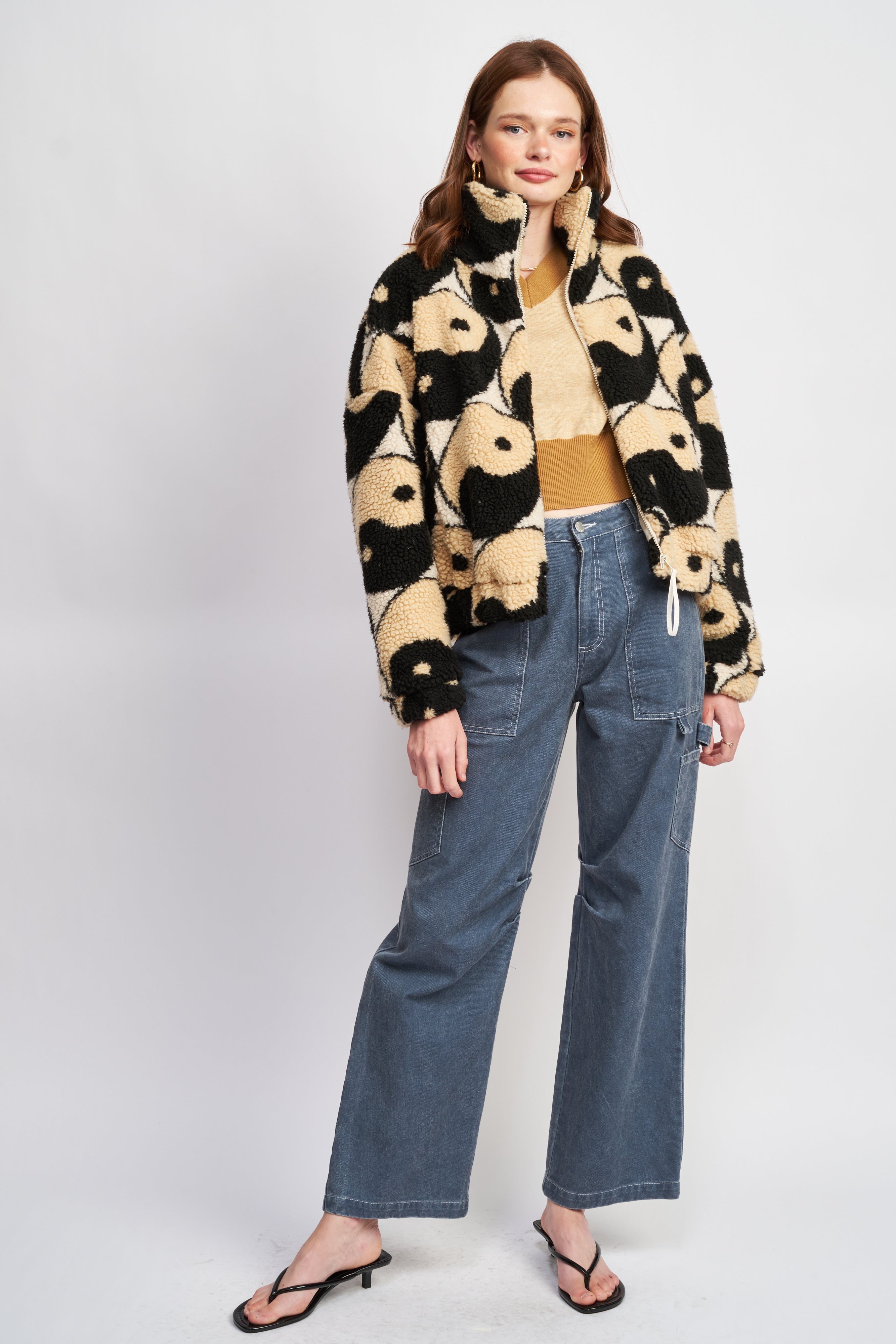 UO Olivia Print Sherpa top Jacket