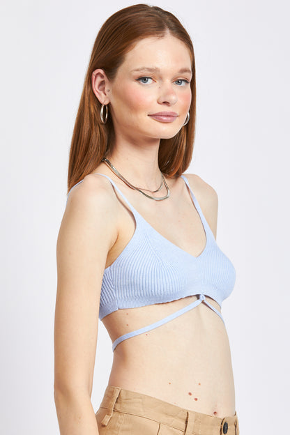 Henley Spaghetti Strap Crop Top